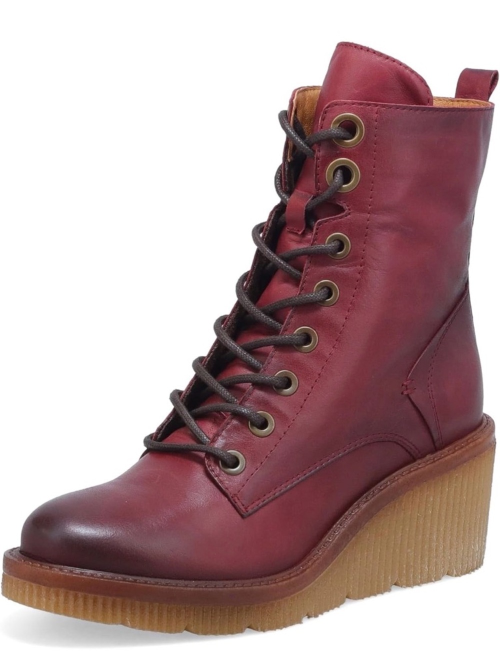Miz Mooz Adrienn Lace-Up Women's Wedge Bootie Burgundy